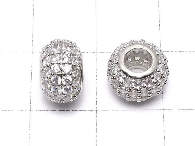 金屬墊圈 10x10x6.5mm 銀色 (含方晶鋯石) 1個