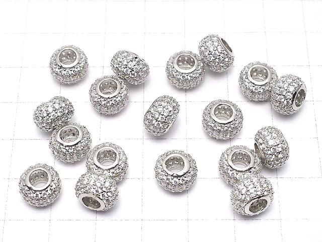金屬墊圈 10x10x6.5mm 銀色 (含方晶鋯石) 1個