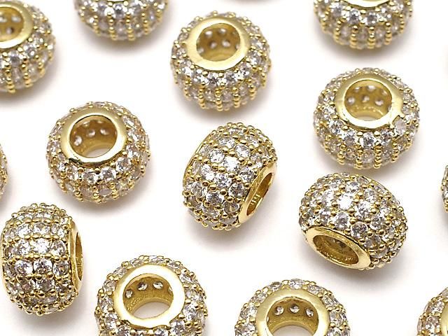 金屬墊圈 10x10x6.5毫米 金色 (帶方晶鋯石) 1個