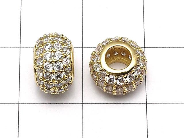 金屬墊圈 10x10x6.5毫米 金色 (帶方晶鋯石) 1個