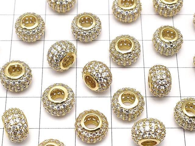 金屬墊圈 10x10x6.5毫米 金色 (帶方晶鋯石) 1個