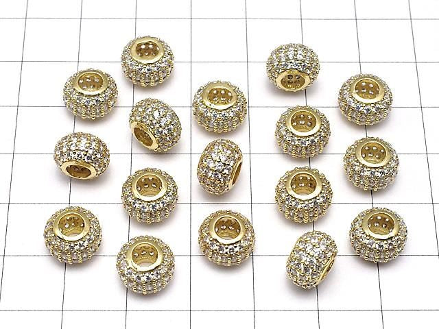 金屬墊圈 10x10x6.5毫米 金色 (帶方晶鋯石) 1個
