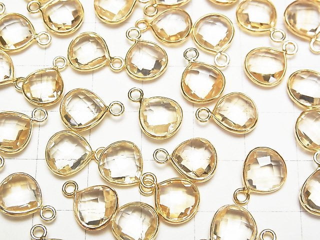 High Quality Citrine AAA Bezel Setting Chestnut Shape 9x9x4mm 18KGP 3pcs