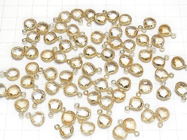 High Quality Citrine AAA Bezel Setting Chestnut Shape 9x9x4mm 18KGP 3pcs