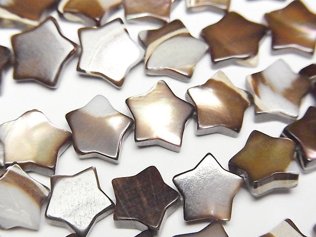Mother of Pearl MOP Brown Star 10x10mm 1strand beads (aprx.15inch/38cm)