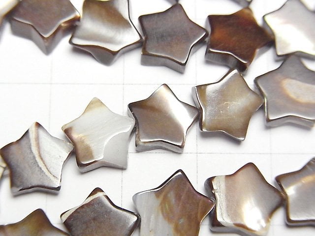 Mother of Pearl MOP Brown Star 10x10mm 1strand beads (aprx.15inch/38cm)