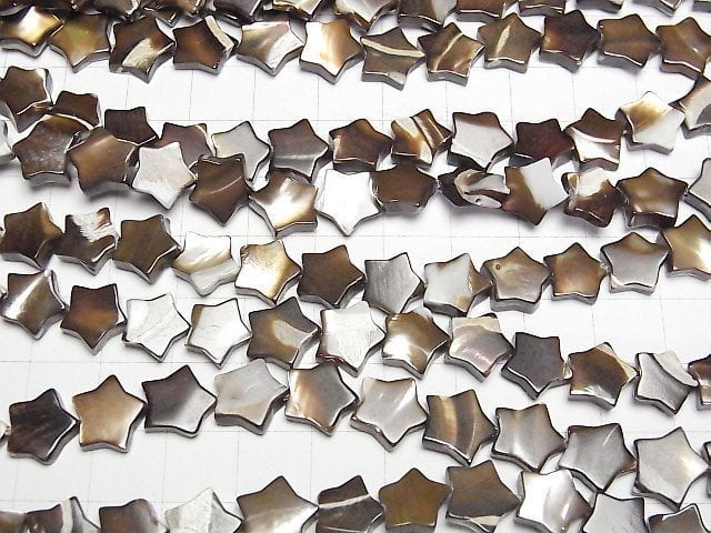 Mother of Pearl MOP Brown Star 10x10mm 1strand beads (aprx.15inch/38cm)