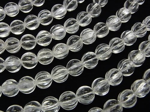 Crystal Quartz AAA- Line Carved Round 10 mm half or 1strand beads (aprx. 15 inch / 38 cm)