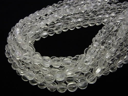 Crystal Quartz AAA- Line Carved Round 10 mm half or 1strand beads (aprx. 15 inch / 38 cm)