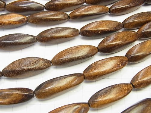 Buffalo Horn 4 Faceted Twist Faceted Rice 35 x 12 x 12 Brown Oxidized Finish half or 1 strand beads (aprx.15 inch / 38 cm)