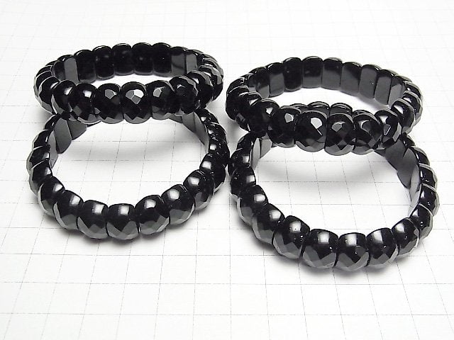 Onyx AAA 2-Loch facettierte ovale 14x9x8mm Armband