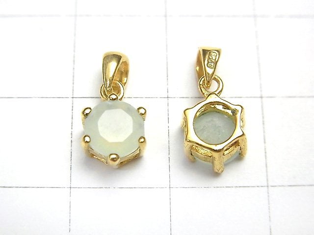 Hochwertiger pastellgrüner Chalcedon AAA Brillantschliff Anhänger 8 x 7 x 5 mm 18 KGP