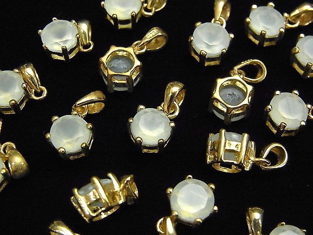 Hochwertiger pastellgrüner Chalcedon AAA Brillantschliff Anhänger 8 x 7 x 5 mm 18 KGP