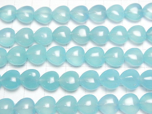 Sea Blue Chalcedony AAA Heart 10 x 10 x 6 mm 1/4 or 1strand beads (aprx.15 inch / 38 cm)