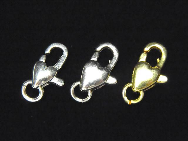 Pince de homard ovale en argent 925 (avec anneau de jonction) 12x7x4mm Cœur 1pc