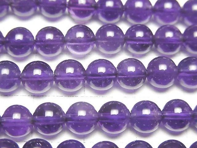 高品質紫水晶 AAA 圓珠 6.5mm 半串或 1 串珠子 (約 15 英寸/36 公分)