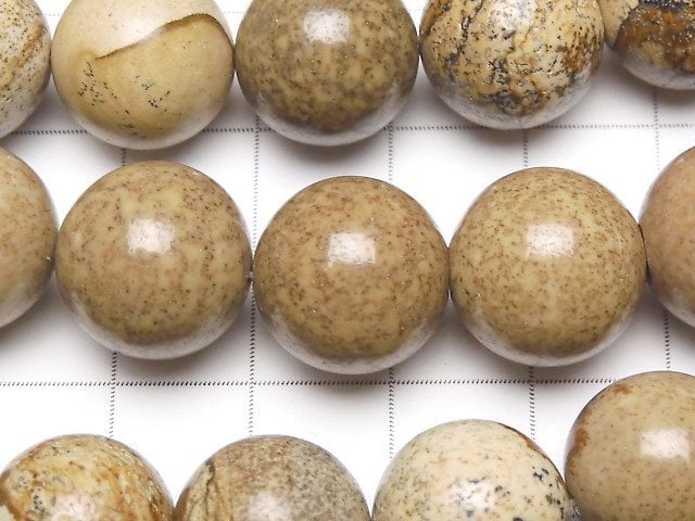 Picture Jasper Round 14 mm half or 1 strand beads (aprx.15 inch / 37 cm)