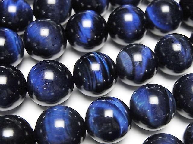 藍虎眼石 AAA 圓珠 14mm 1/4或1串珠子 (約15英寸/36公分)