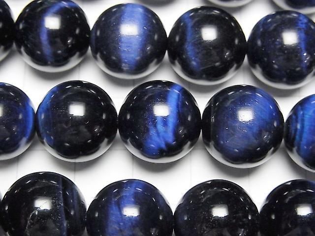 藍虎眼石 AAA 圓珠 14mm 1/4或1串珠子 (約15英寸/36公分)