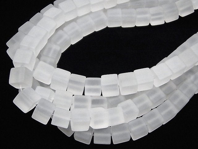 Frosted Crystal Quartz Würfel 10x10x10mm halbe oder 1Strang Perlen (ca. 15inch/37cm)