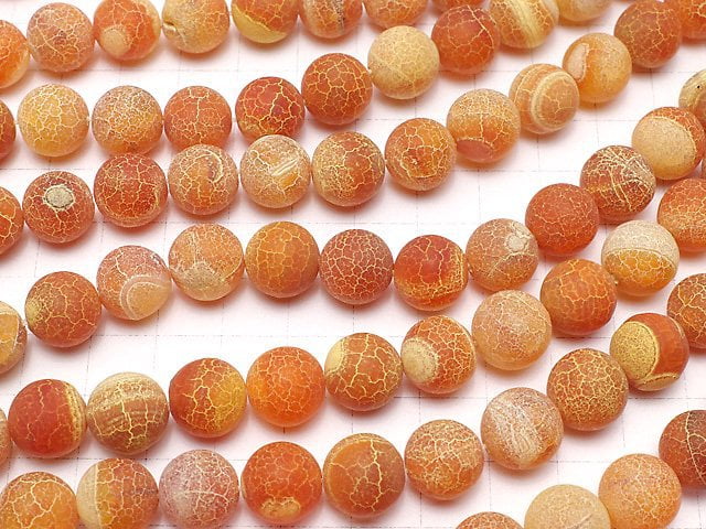 Frost Orange Color Agate Round 12mm Antique Finish 1strand beads (aprx.14inch / 35cm)