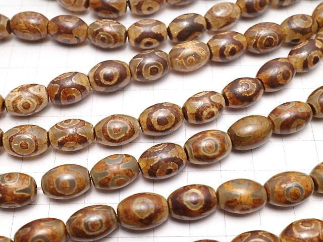 dZi Beads Rice 14x10x10mm Red Brown 1-strand beads (approx. 13 inches/32 cm)
