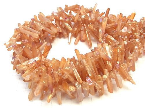 Kristall Natürlicher Punkt Schnitt Metallbeschichtung Orange 1strang Perlen (ca. 15 Zoll / 38 cm)
