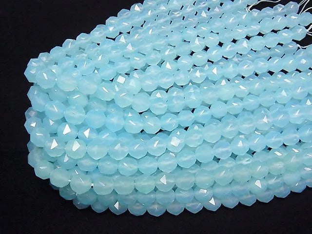 Meerblaue Chalcedon AAA Stern Facettierte Runde 10 mm 1/4 oder 1strang Perlen (ca. 15 Zoll / 38 cm)
