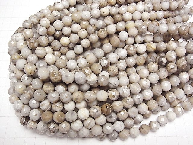 Silberblatt-Jaspis 64 facettierte runde 10mm halb oder 1strang Perlen (ca. 15 Zoll / 37 cm)