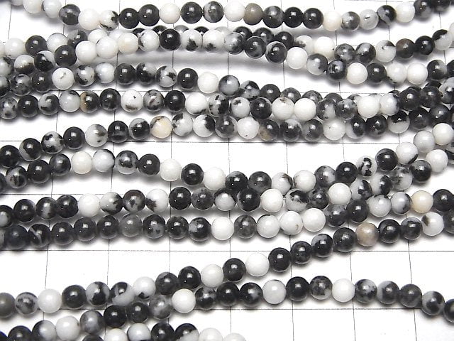 Zebra-Jaspis Runde 4mm 1 Strang Perlen (ca. 15 Zoll / 36 cm)
