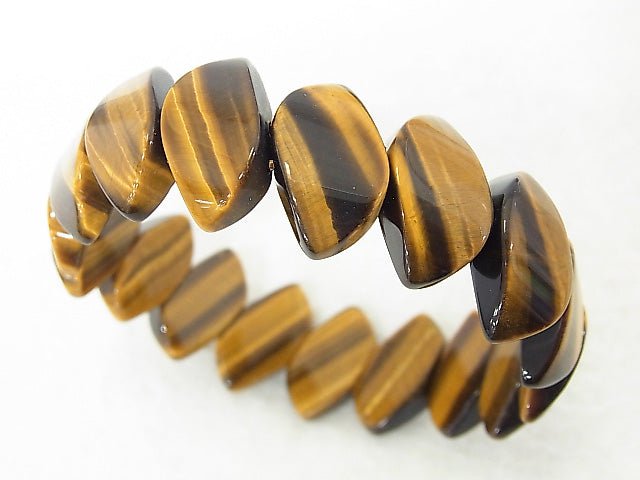 Gelber Tigerauge AAA - zwei Loch Blatt 19 x 11 x 5 1 Strang (Armband)