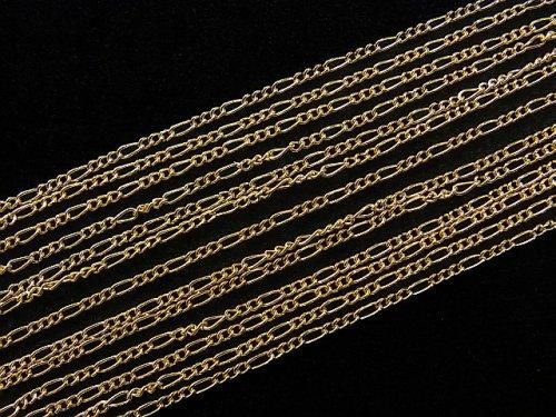 14KGF Figaro (lang und kurz) Kette 1,4mm 10cm