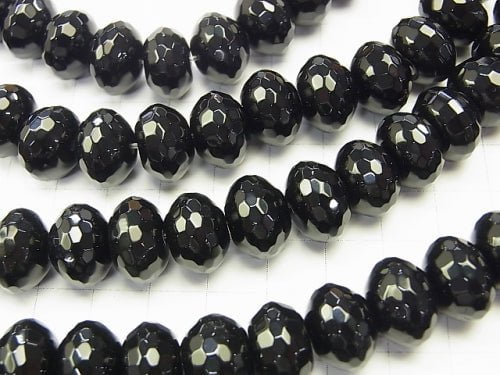 Onyx Faceted Button Rondelle 14x14x10mm NO.2 half or 1strand beads (aprx.15inch/38cm)