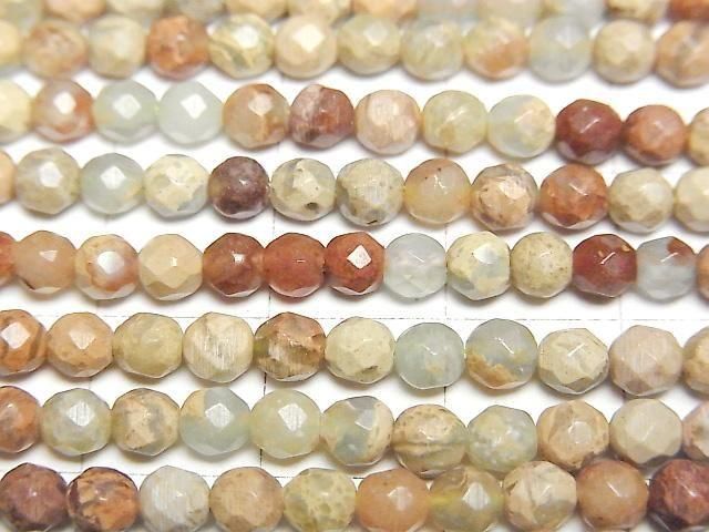 Impression Jasper 32Faceted Round 4mm 1strand beads (aprx.15inch/38cm)