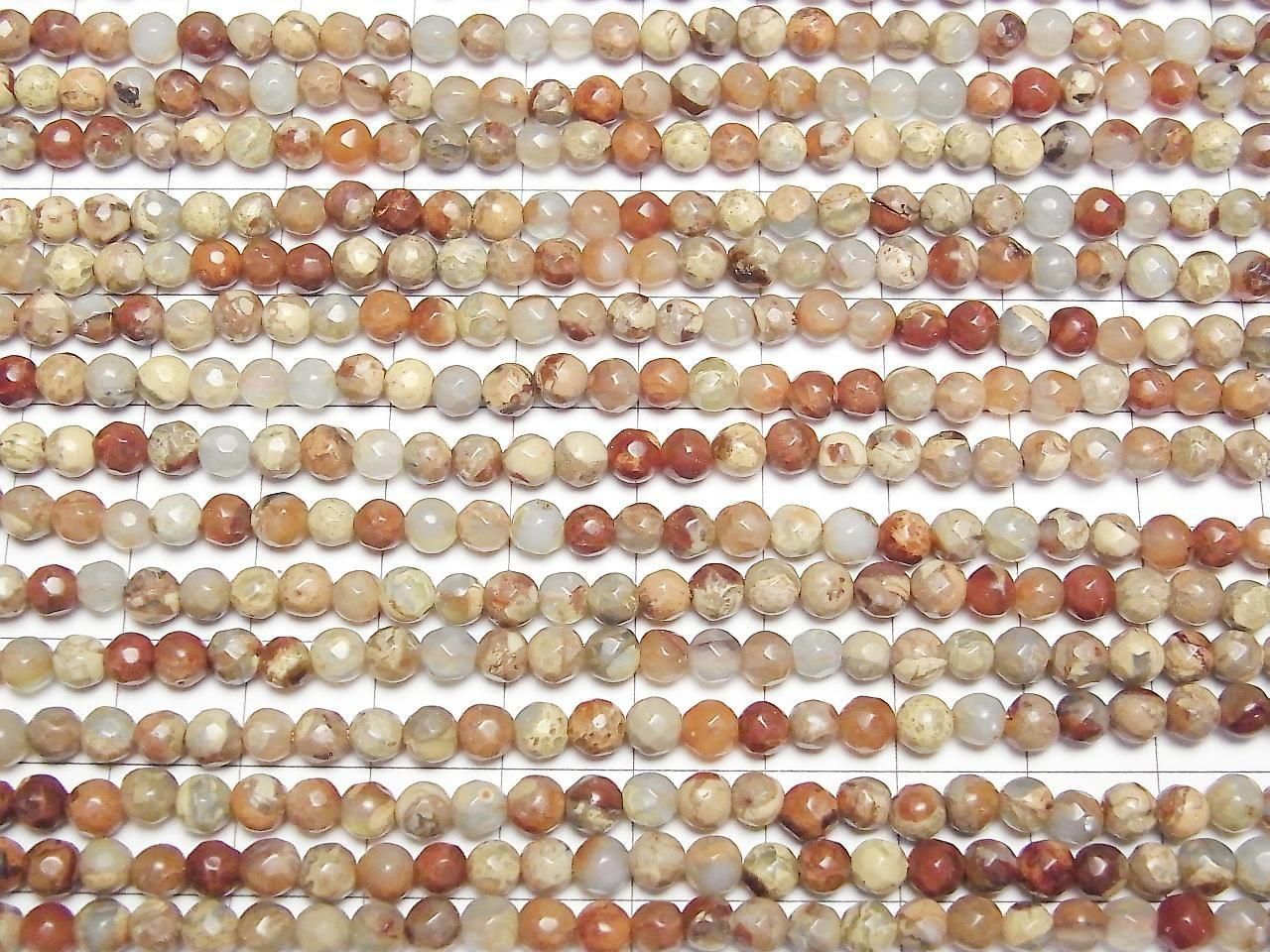 Impression Jasper Faceted Round 4mm 1strand beads (aprx.15inch/36cm)