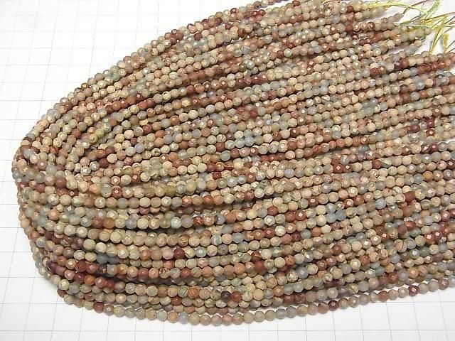 Impression Jasper 32Faceted Round 4mm 1strand beads (aprx.15inch/38cm)
