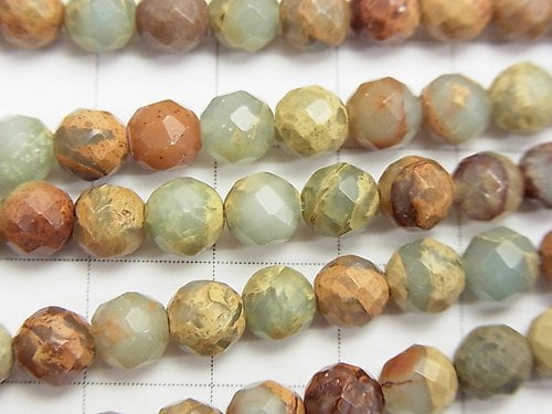 1strand $8.79! Impression Jasper 64Faceted Round 6mm 1strand beads (aprx.15inch/36cm)