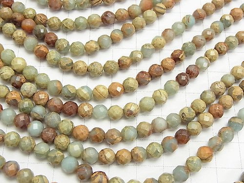 1strand $8.79! Impression Jasper 64Faceted Round 6mm 1strand beads (aprx.15inch/36cm)