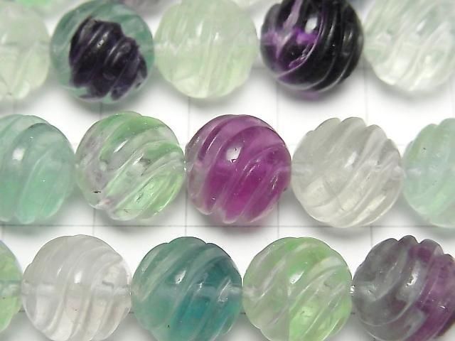 彩色螢石 AAA 圓珠 12mm S形扭半串或1串珠子 (約15英吋/38公分)