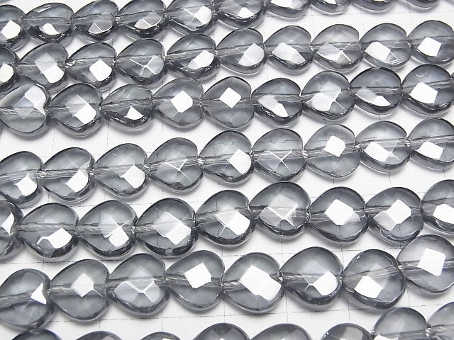Silberblitz Kristall Herzschnitt 10x10x5 halb oder 1Strang Perlen (ca. 15 Zoll / 36 cm)