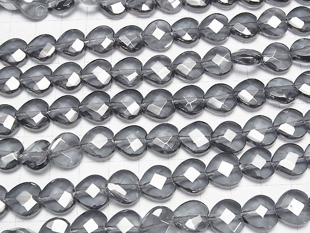 Silver flash crystal Heart cut 12x12x5 half or 1strand beads (aprx.15inch / 36cm)