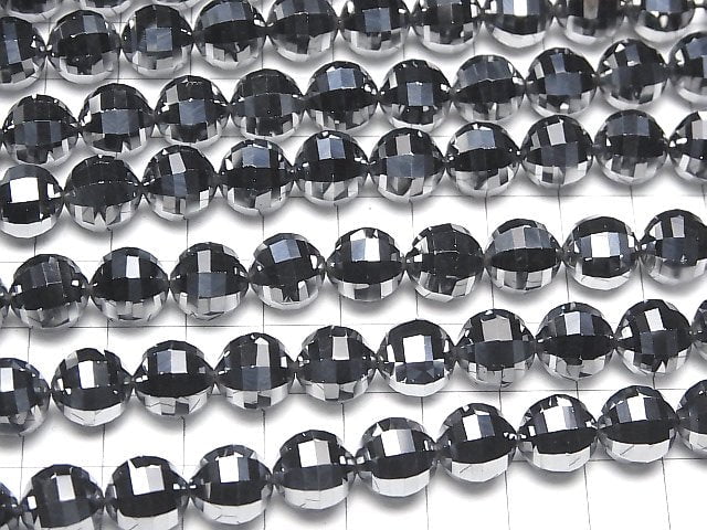 Hohe Qualität! Terahertz Spiegel Facettierte Rund 10mm halb oder 1Strang Perlen (ca. 15 Zoll/37 cm)
