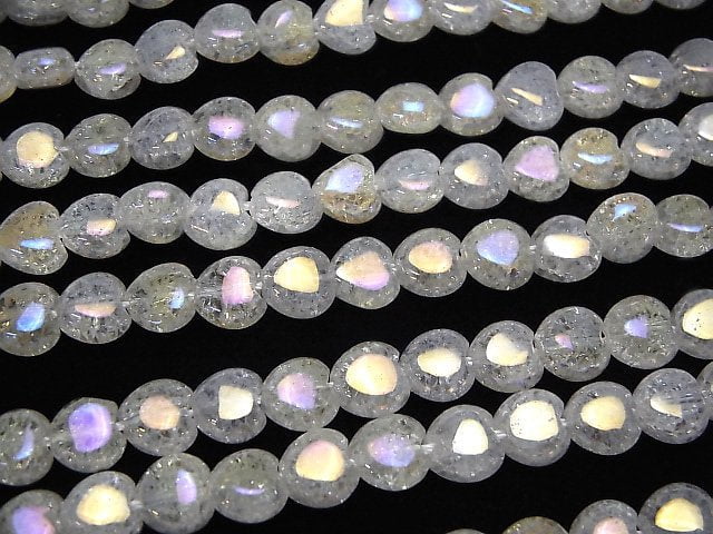 Rissiges Aqua-Kristall vertikales Loch Herz 8x8x5mm halbe oder 1 Strang Perlen (ca. 15 Zoll / 37 cm)
