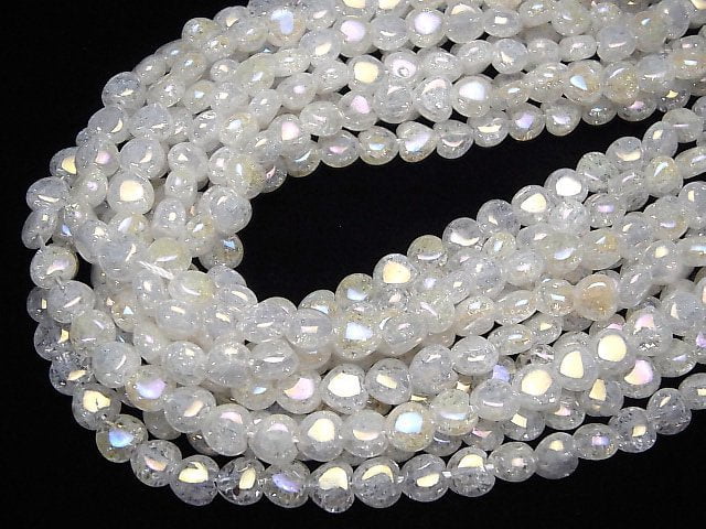 Rissiges Aqua-Kristall vertikales Loch Herz 8x8x5mm halbe oder 1 Strang Perlen (ca. 15 Zoll / 37 cm)