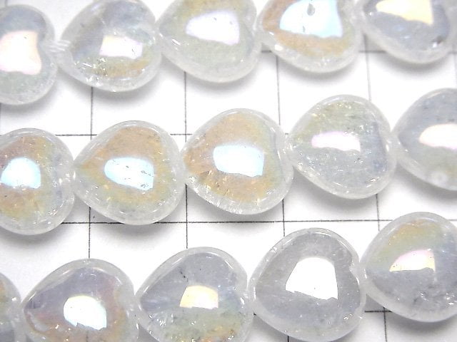 Rissiges Aqua-Kristall vertikales Loch Herz 12x12x6mm halbe oder 1 Strang Perlen (ca. 15 Zoll / 36 cm)