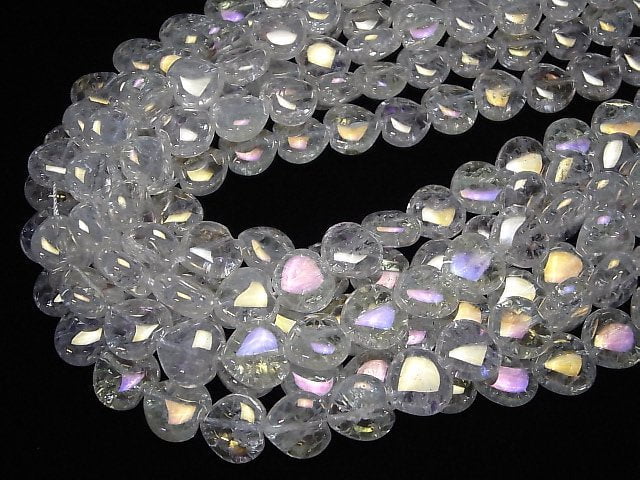 Rissiges Aqua-Kristall vertikales Loch Herz 14x14x7mm halbe oder 1 Strang Perlen (ca. 15 Zoll / 36 cm)