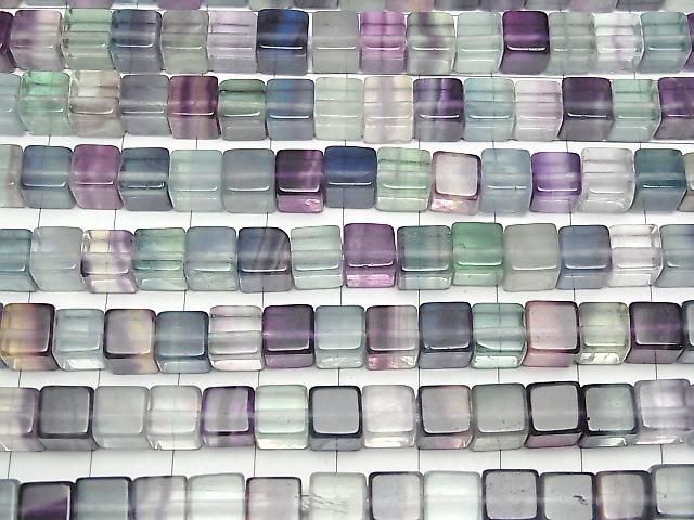 Multicolor Fluorit AAA-Würfel 6.5x6.5x6.5mm halb oder 1Strang Perlen (ca. 15 Zoll/38 cm)