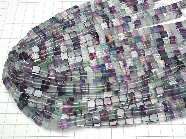 Multicolor Fluorit AAA-Würfel 6.5x6.5x6.5mm halb oder 1Strang Perlen (ca. 15 Zoll/38 cm)
