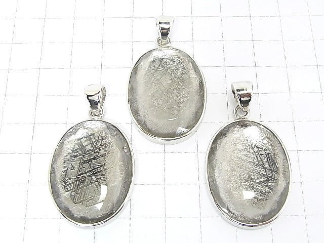 Meteoriten Facettierter Anhänger 32x24x7mm Silber925