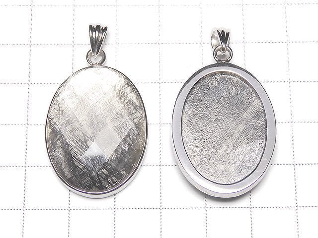 Meteoriten (Muonionalusta) Anhänger 32x24x8mm Silber925